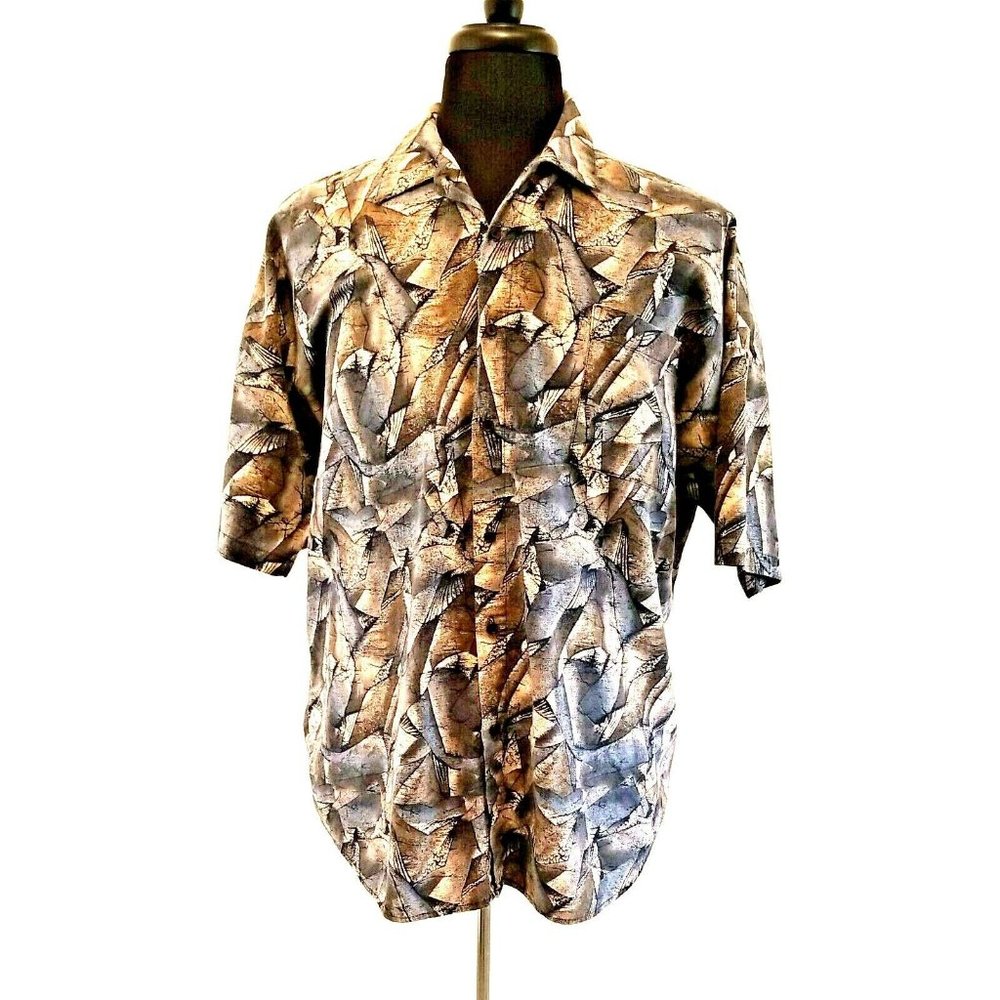 Towncraft Short Sleeve Shirt Mens XL Business Casual Black Blue Travel Party